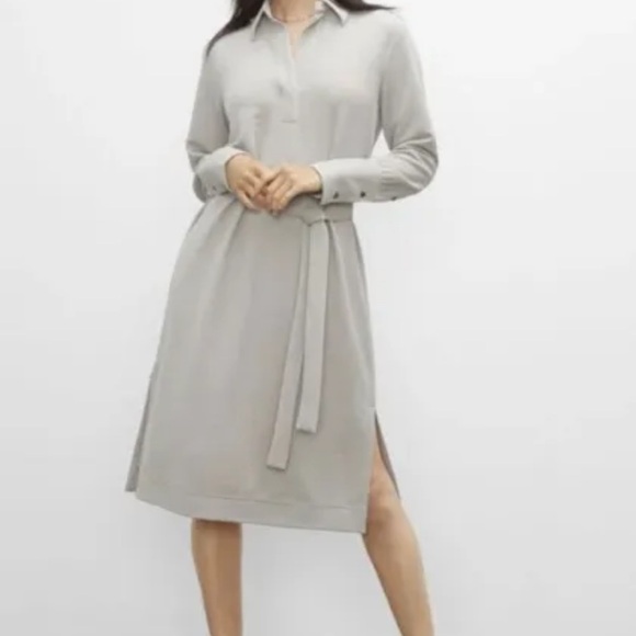 Club Monaco sage green midi dress tie belt side slits size small p - Picture 4 of 9